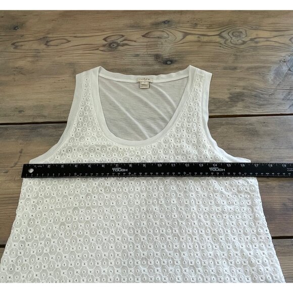 J.Crew Eyelet Lace Tank Top Womens S White Modal Cotton Blend Cottage Core - Picture 5 of 6